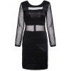 Sexy Scoop Neck Long Sleeve Mesh Splicing Backless Dress For Women - Noir ONE SIZE