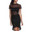 Women's Graceful See-Through Round Neck Top and Pencil Skirt - Noir ONE SIZE(FIT SIZE XS TO M)