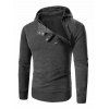 Sweat-Shirt à Capuche Manches Longues Design Fermeture Éclair et Boutons pour Hommes - gris foncé 3XL