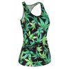 Stylish Scoop Neck Slimming Leaf Print Tank Top For Women - Comme Photo ONE SIZE(FIT SIZE XS TO M)