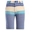 Color Block Stripe Imprimer épissage Shorts Zipper Fly Straight Leg Men  's - Bleu Toile de Jean 3XL