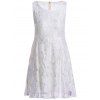 Sleeveless Ladylike Style Round Collar Jacquard Solid Color Lace Pleated Women's Dress - WHITE S
