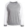 Sweet Lace Splicing Round Neck Long Sleeve Sweatshirt For Women - Gris XL