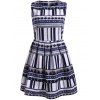 Women's Graceful Geometrical Print Sleeveless Dress - Bleu Marine / Blanc ONE SIZE(FIT SIZE XS TO M)