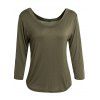 Simple V-Neck Solid Color 3/4 Sleeve Women's T-Shirt - Vert Armée M