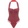 Criss-Cross Plaid Halterneck Slimming Corset s 'Vintage Femmes - Rouge M