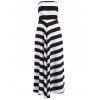 Trendy Nipped Waist Color Block Striped Strapless Maxi Dress - WHITE/BLACK L