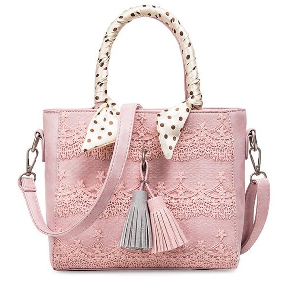 Fashion Tassels and Lace Design Women's Tote Bag - Rose 