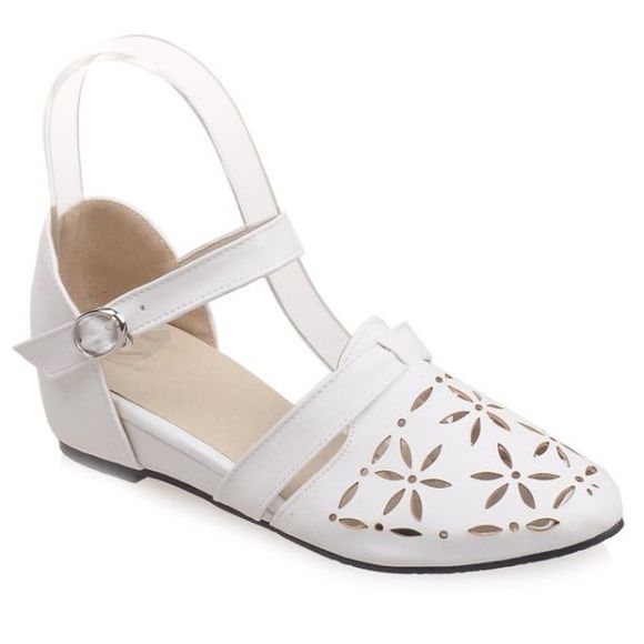 Sweet Cloesed Toe and Hollow Out Design Women's Sandals - Blanc 39