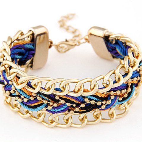 Cut Out Graceful Multicolores Beads Fils Bracelet pour les femmes - Bleu profond 