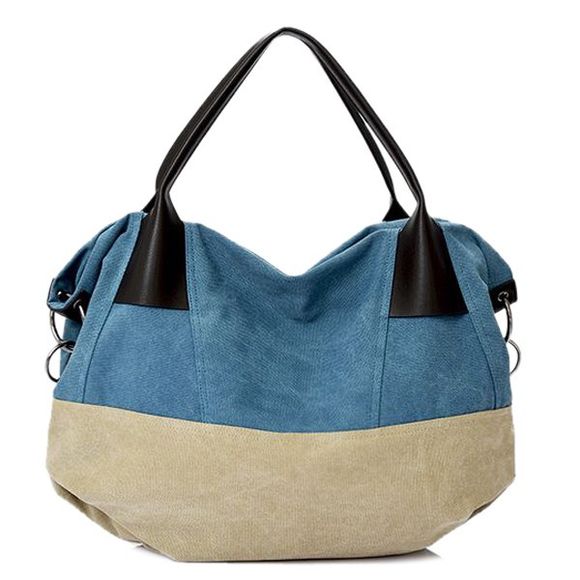 Canvas Casual et Color Block design Femmes  's sac fourre-tout - Bleu et Blanc 