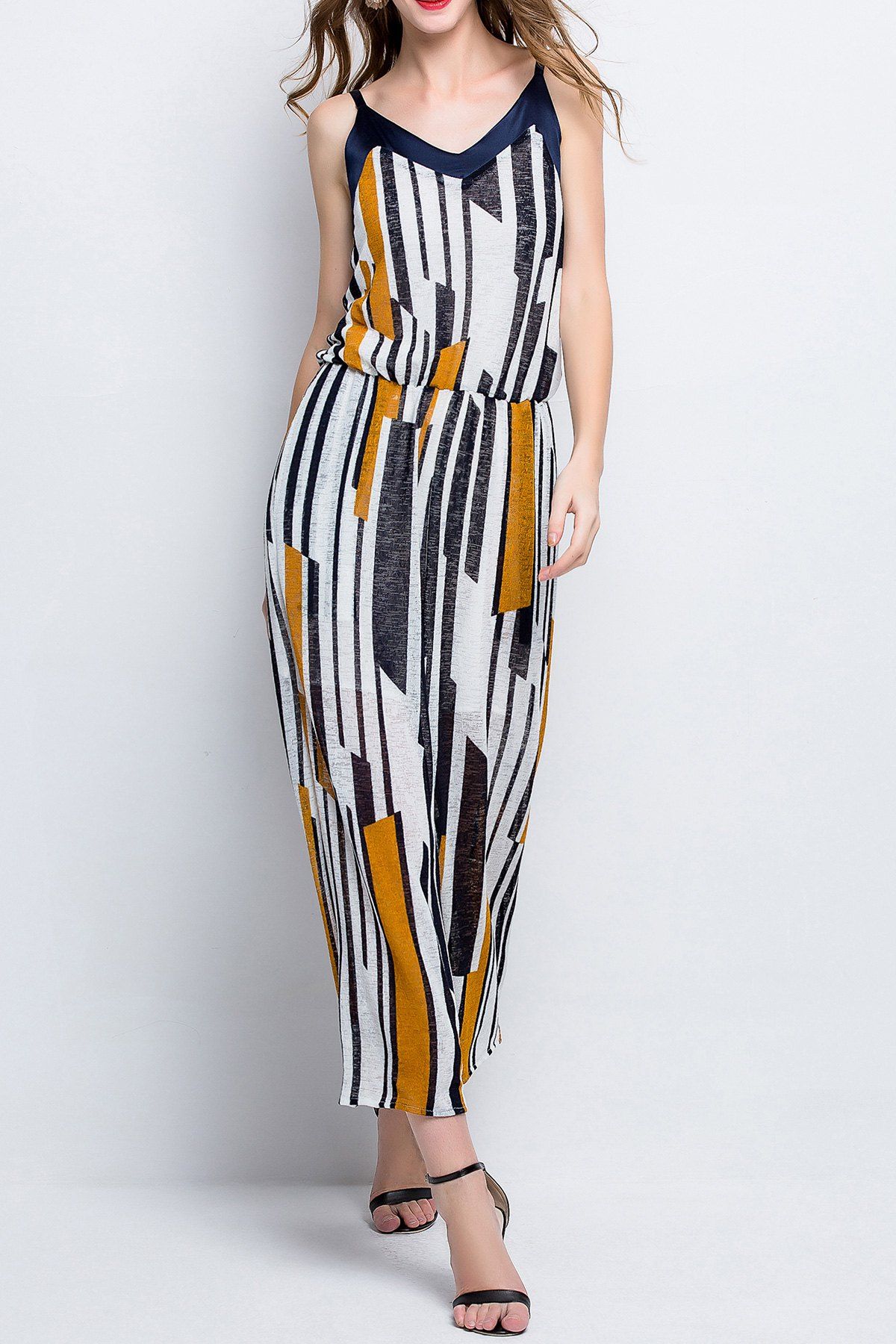 

Spaghetti Strap Printed Jumpsuit, White