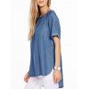 Stylish Women's Short Sleeve Round Neck Denim T-Shirt - Bleu Toile de Jean S
