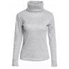 Chic Solid Color Turtleneck Long Sleeve Gray Pullover Knitwear For Women - GRAY L