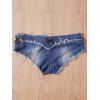 Women 's  Low-Waisted Bleach Wash Bordées Mini Jeans - Bleu clair M