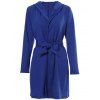 Mini Robe à Fente à Manches Longues avec Capuche - Bleu S