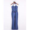 Elegant Blue Halter sans manches pour les femmes Jumpsuit - Bleu S