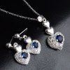 Un costume de collier et boucles d'oreilles pour les femmes Coeur de Charme Faux Sapphire - Argent 