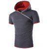 T-shirt à Capuche avec Zip à Manches Courtes pour Homme - gris foncé XL