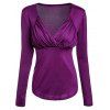 Brief Solid Color Sweetheart Neck Long Sleeve T-Shirt For Women - Pourpre M
