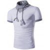 T-shirt à Col Montant en Couleur Unie à Manches Courtes - Blanc XL