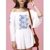 Ethnic Women's Off-The-Shoulder Flare Sleeves Embroidered Romper - Blanc 2XL