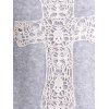 Casual Modèle lacé Crucifix Scoop cou à manches longues T-shirt pour les femmes - Gris M