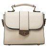 Trendy Solid Colour and Twist-Lock Design Women's Shoulder Bag - Blanc Cassé 