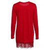 Charming Long Sleeve Round Neck Laciness Solid Color Women's Dress - CLARET M