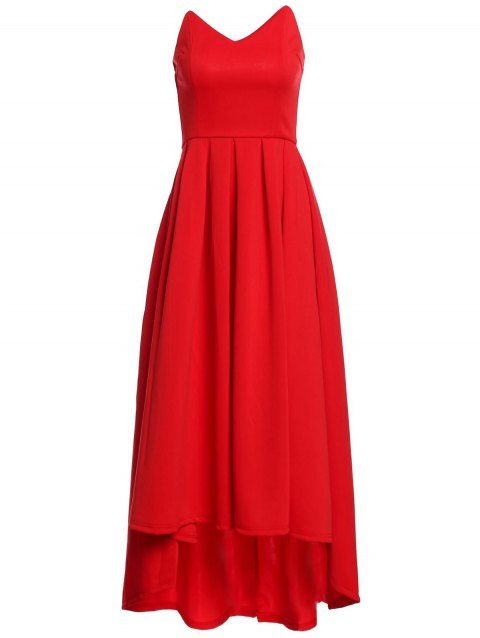 [55% OFF] 2019 Vintage Red Strapless High Waist Pleated Ball Gown Maxi ...