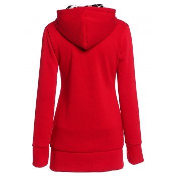 Attractive Hooded Inside Leopard Printed Thick Hoodie For Women, RED ...