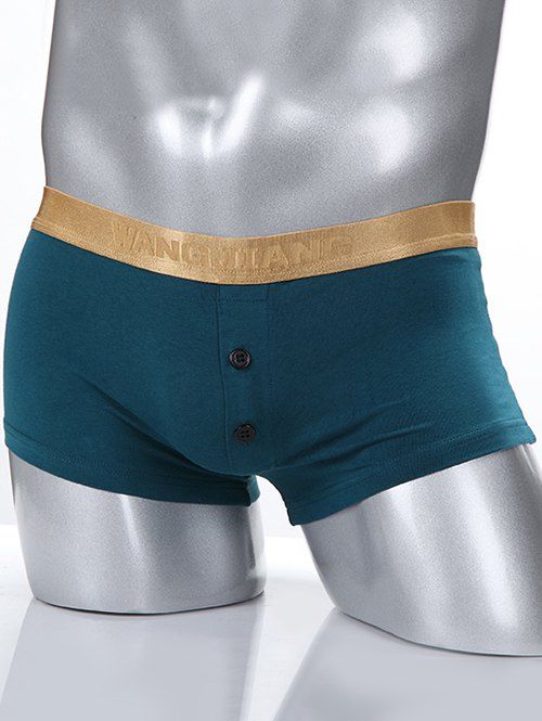 Boxer en Blocs de Couleurs Design Boutons pour Hommes - vert foncé XL