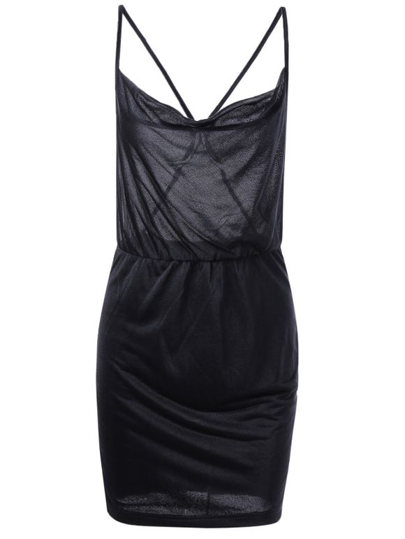 Aménagée Spaghetti Strap Backless robe de la mode Femmes - Noir XL