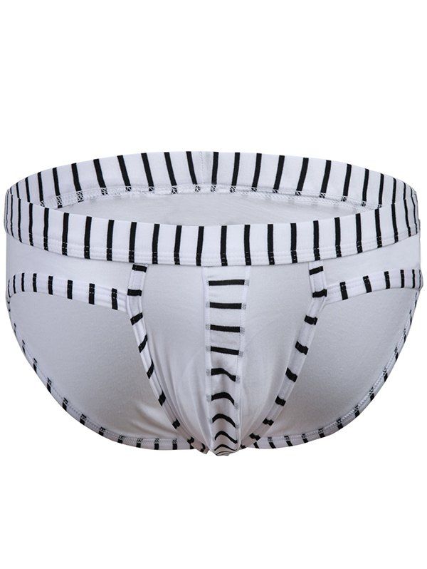 

Men's Color Block Striped Briefs, White