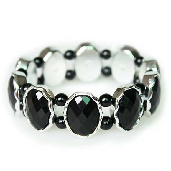 Delicate style Faux perles de cristal Bracelet pour les femmes - Noir 