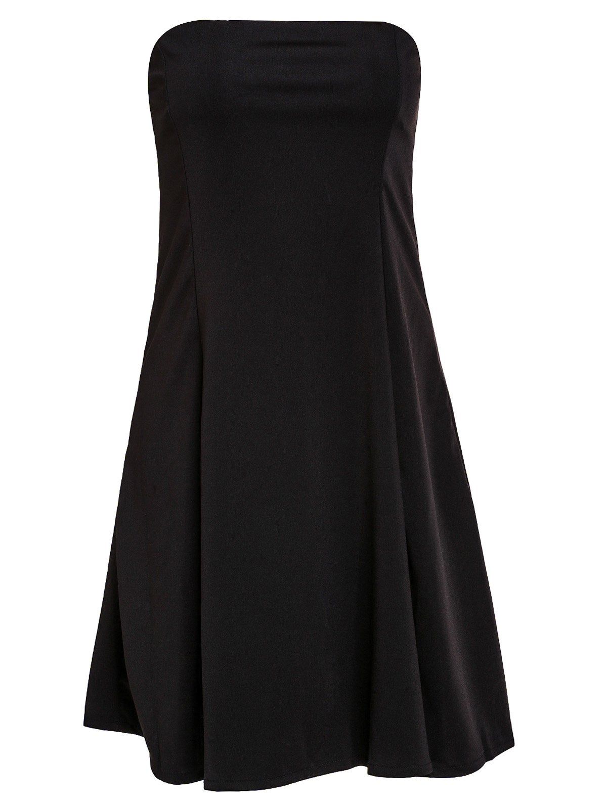 

Simple Sleeveless Strapless Pure Color Women's Dress, Black