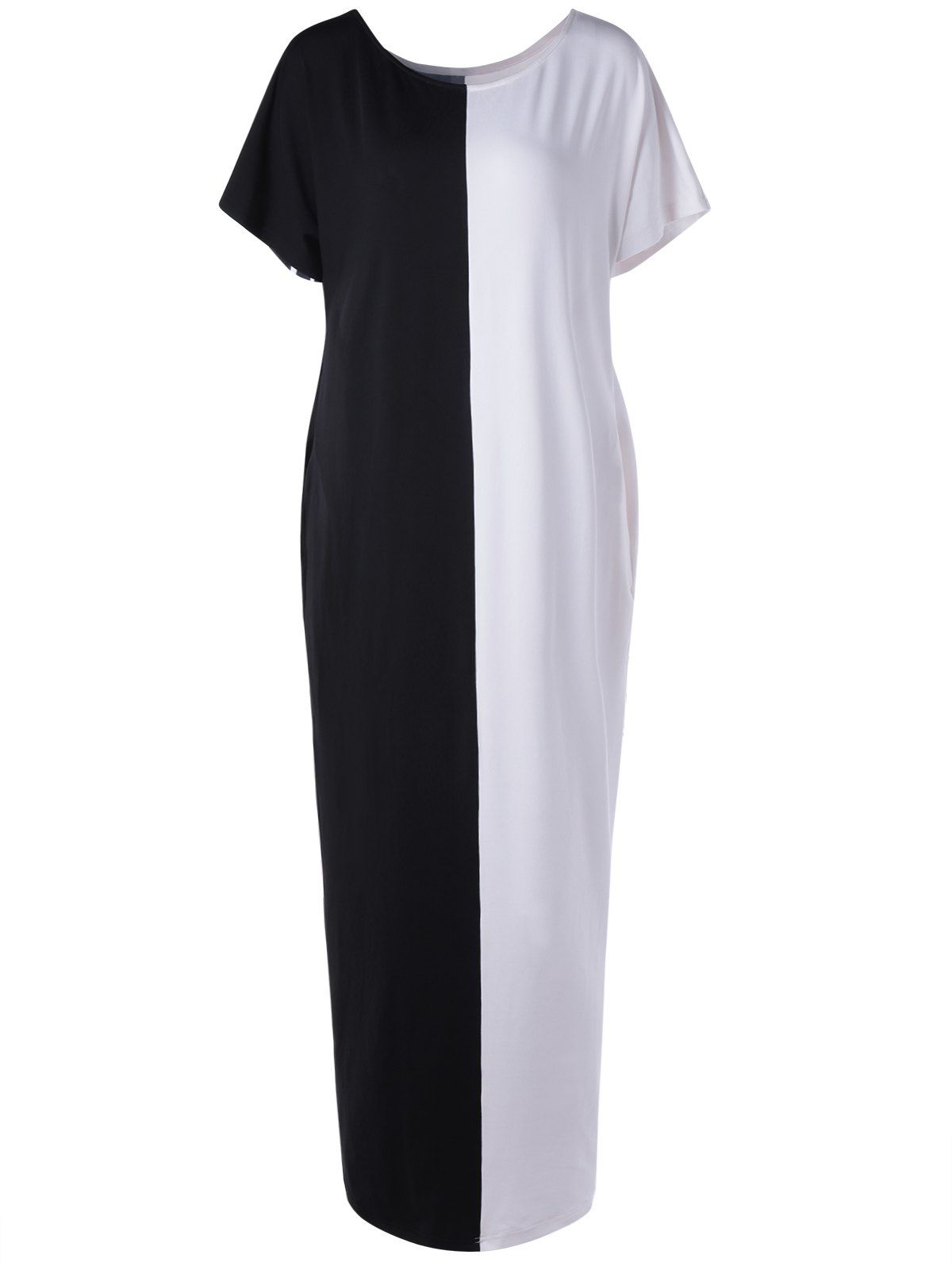 white and black color block dress