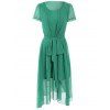 Overlay robe en mousseline de soie asymétrique - Vert 2XL