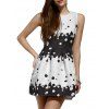 Trendy Jacquard Polka Dot Color Block Flare Dress - Blanc XL