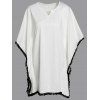 Robe Ample à Col en V à Manches Chauves-Souris pour Femme - Blanc XL