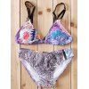 Sexy Cut Out Printed Bikini Set For Women - multicolore L