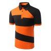 Collier Turn-down Color Block T-shirt court Men 's  Manches Polo - Orange 2XL