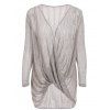 Stylish Loose-Fitting Long Sleeve Solid Color Knitwear For Women - Gris S