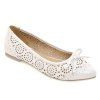 Sweet Bow and Engraving Design Women's Flat Shoes - Blanc 38