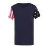 USA Flag Imprimer épissage T-shirt de col rond manches courtes hommes - Cadetblue 2XL