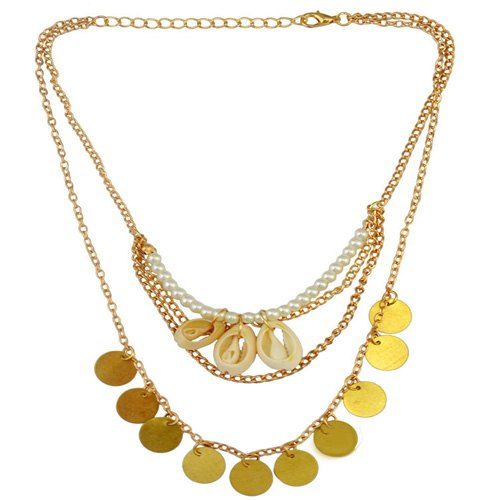 Graceful Faux Perle Coins Collier Shell pour les femmes - d'or 