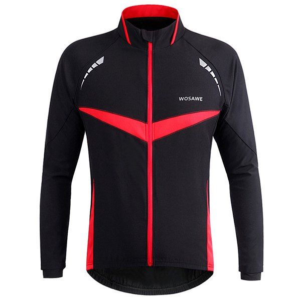 

High Quality Long Sleeve Windproof Cycling Jacket For Unisex, Red with black