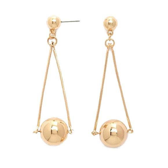 Pair of Gorgeous Metal Ball Drop Earrings For Women - d'or 