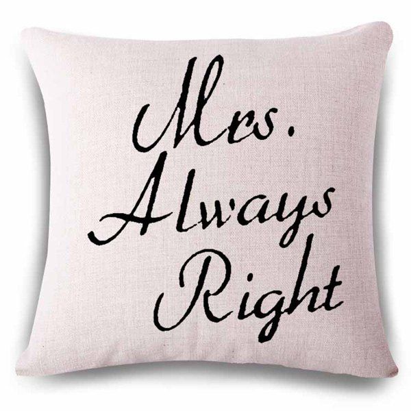 

Casual Letters Pattern Linen Square Shape Pillowcase, Off-white
