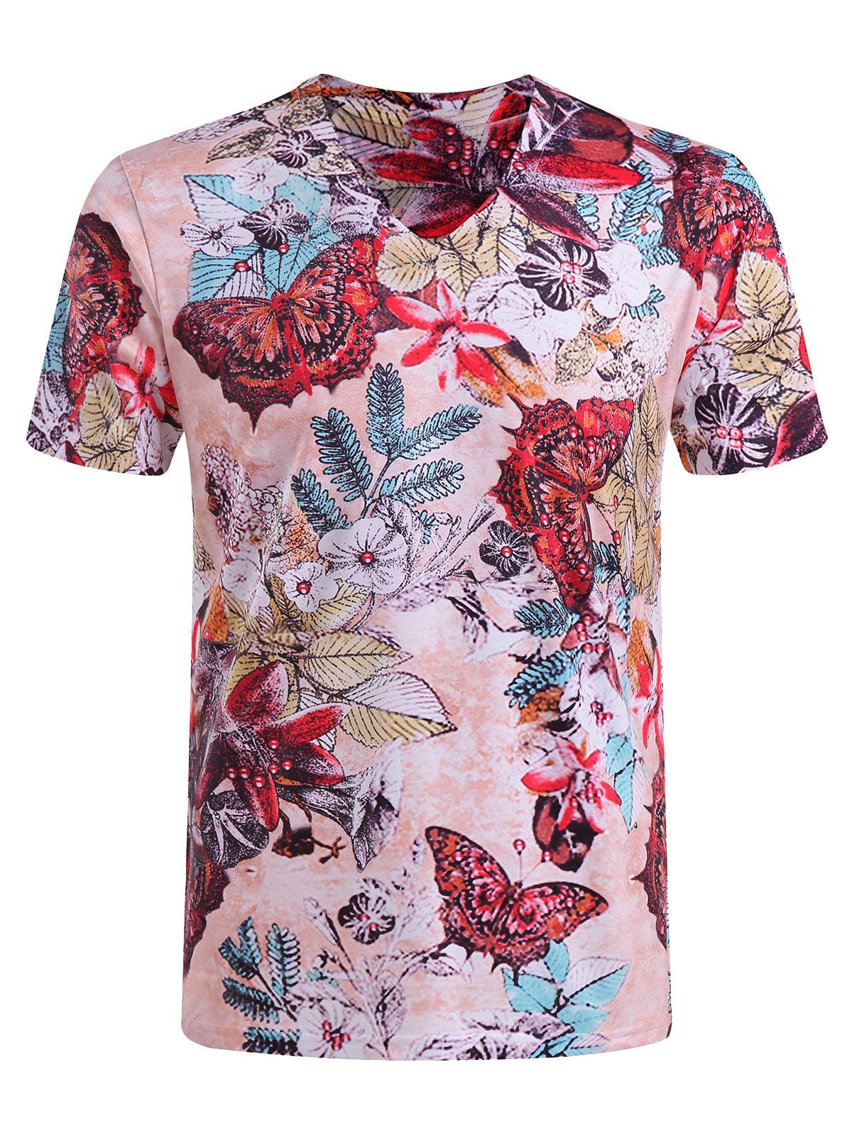 [41% OFF] 2021 Men's Casual Short Sleeves Butterfly Printed V-Collar T ...